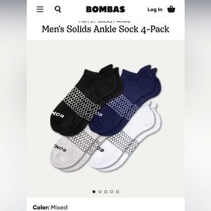 Bombas Men's Athletic Socks 4-pack in White, Black, Gray, Navy
